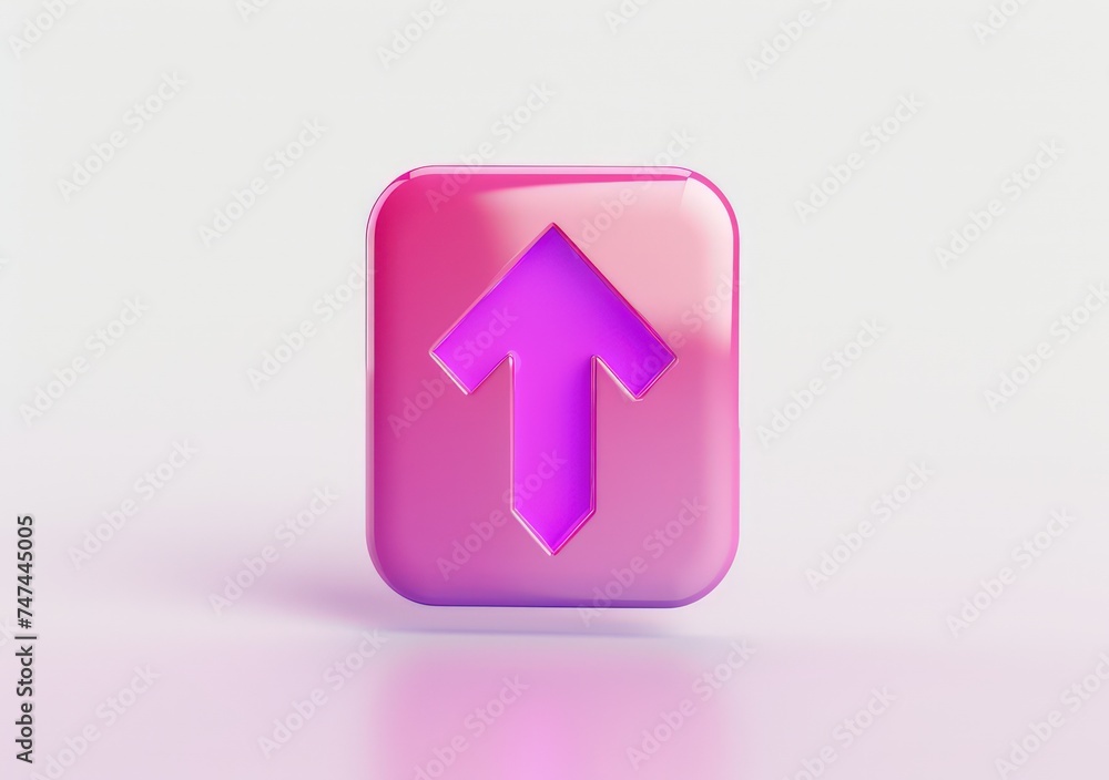 Poster a zigzag arrow in the shape of a vertical upward arrow, isolated, white background, a 3d rendered ro