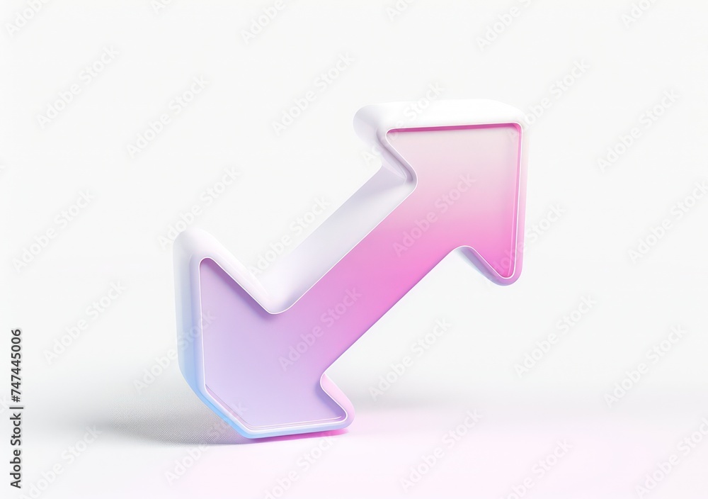 Poster a zigzag arrow in the shape of a vertical upward arrow, isolated, white background, a 3d rendered ro