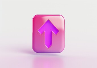 a zigzag arrow in the shape of a vertical upward arrow, isolated, white background, a 3d rendered rounded square button, playful and bubbly