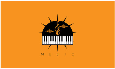 Piano keyboard logo. Music design template.