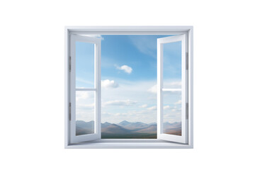 window with landscape view isolated on transparent background.