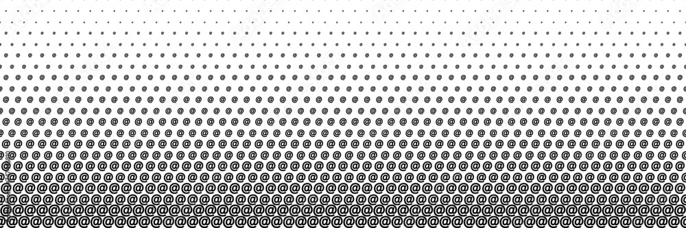 Poster horizontal black halftone of  at sign design for pattern and background.