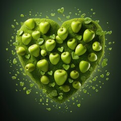 green apples in shape of heart
