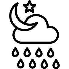 Rainy Night Vector Line Icon