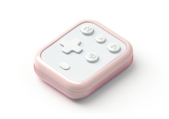 remote control, game pad icon, isolated, white background, a 3d rendered rounded square button, playful and bubbly