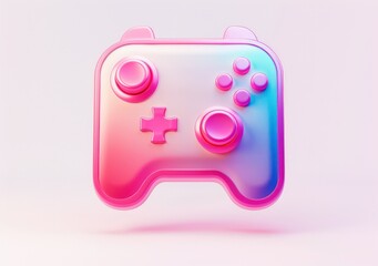  game control icon isolated, white background, a 3d rendered rounded square button, playful and bubbly