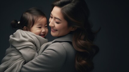 A woman holding a baby wrapped in a cozy blanket, perfect for family and childcare themes