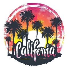 the sunset on california, in the style of graphic simplicity, classic americana, retro visuals