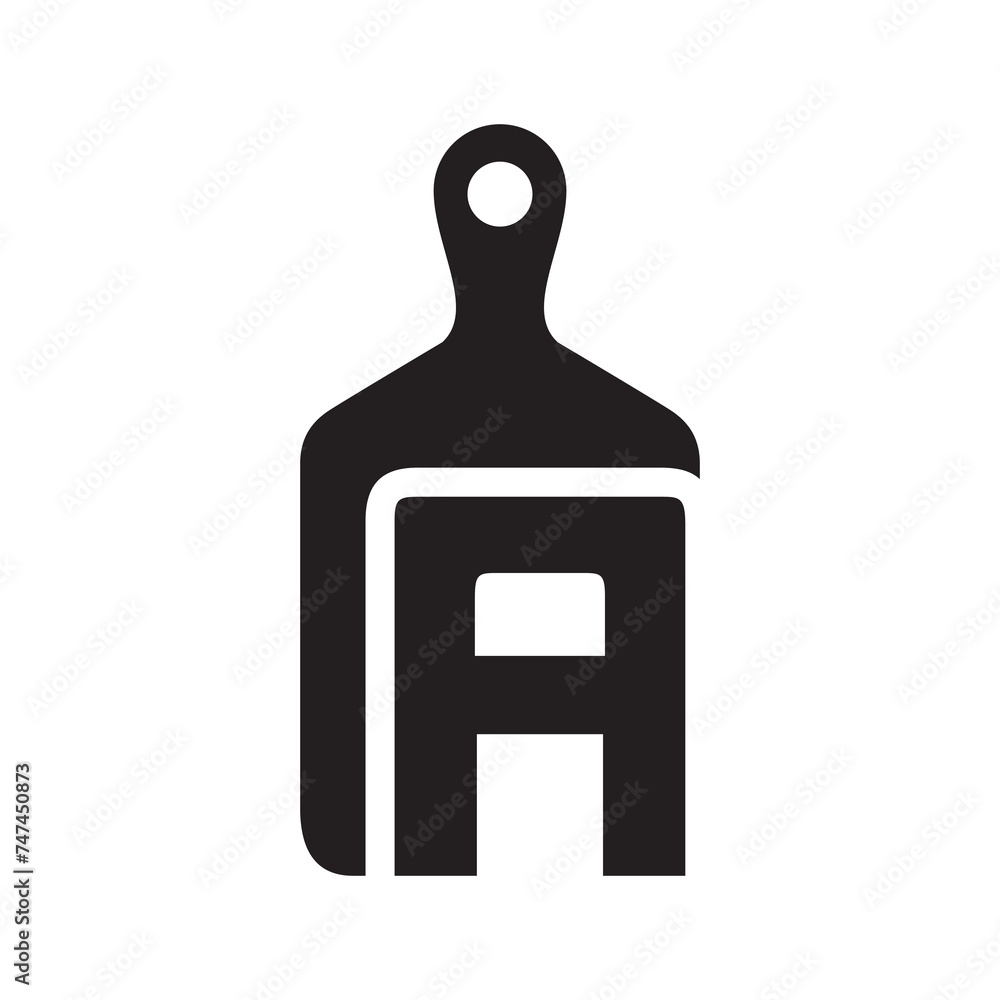 Sticker letter a cutting board icon logo vector