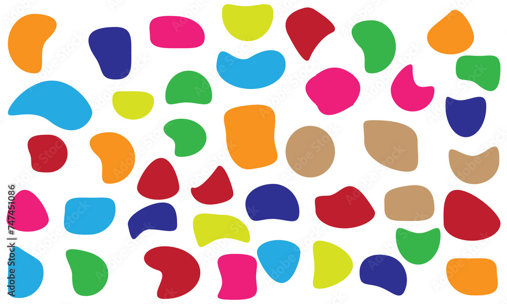Poster set of colorful blob shapes. blob shape organic set. various blotch. blob shapes vector set. organic