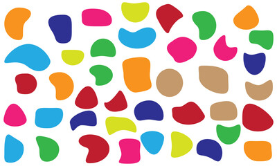 Set of colorful blob shapes. Blob shape organic set. Various blotch. Blob shapes vector set. Organic abstract simple fluid elements.