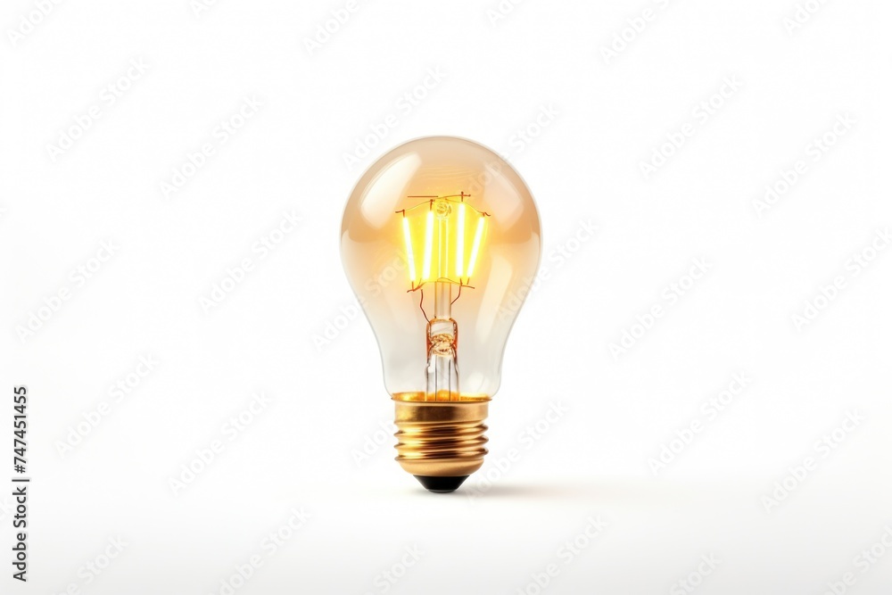 Poster A light bulb placed on a table, suitable for various concepts
