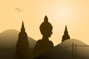 Silhouette of a temple in the valley