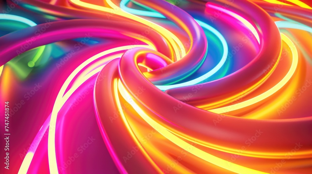 Poster vibrant swirl of colored lights on a dark backdrop. perfect for abstract designs and festive concept