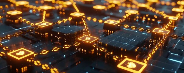 Futuristic Bitcoin Blockchain Network Concept
