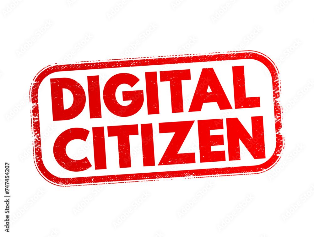 Poster digital citizen - those who use the internet regularly and effectively, text stamp concept backgroun