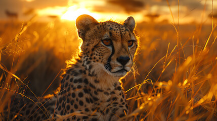 Tracking the elusive cheetah through the Serengeti's vast expanse. - obrazy, fototapety, plakaty