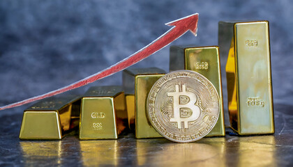 bitcoin gold graph background, an image that represents money that does not depreciate