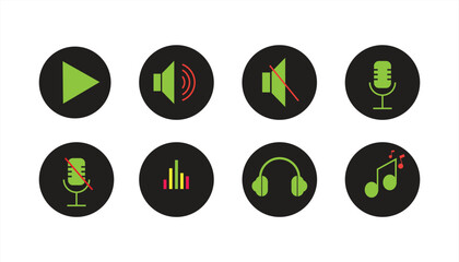 Collection of simple vector Illustrations related to music application icons