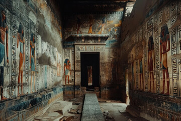Fototapeta na wymiar The Mystical Corridor of an Egyptian Temple