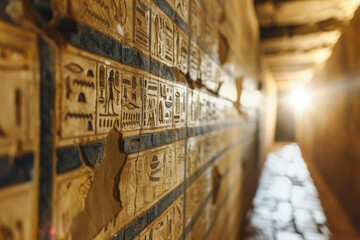 The Mystical Corridor of an Egyptian Temple - obrazy, fototapety, plakaty