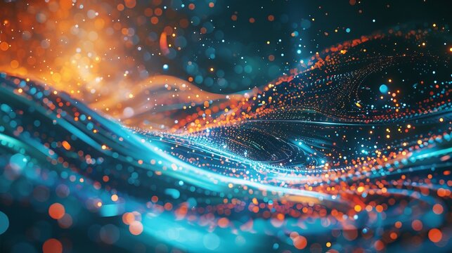 An abstract depiction of digital transformation, wherein artificial intelligence components and virtual data flows combine to produce a revolutionary user experience