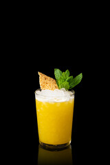 Mai Tai cocktail, refreshing drink with white rum, liqueur, sugar syrup, lime juice, mint and crushed ice. Fruity frozen alcoholic cocktail.