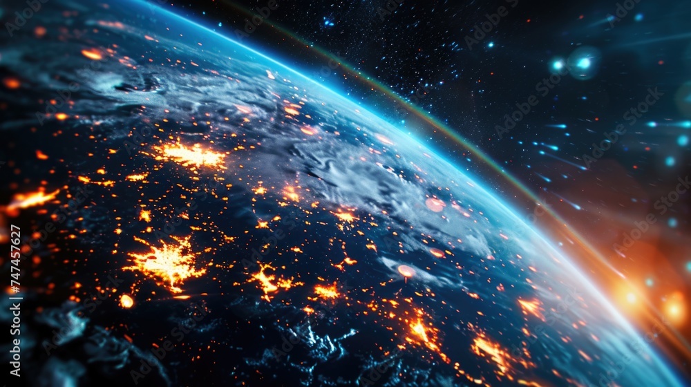Aufkleber A stunning view of the illuminated earth from outer space. Perfect for science or technology-related projects