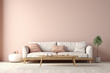 Modern living room with stylish white couch, suitable for interior design concepts