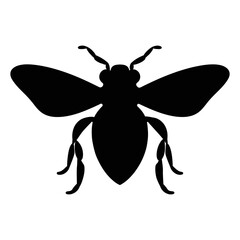 Bee silhouette. Cute bee black silhouette icon. Honey bee drawing vector illustration on a white background