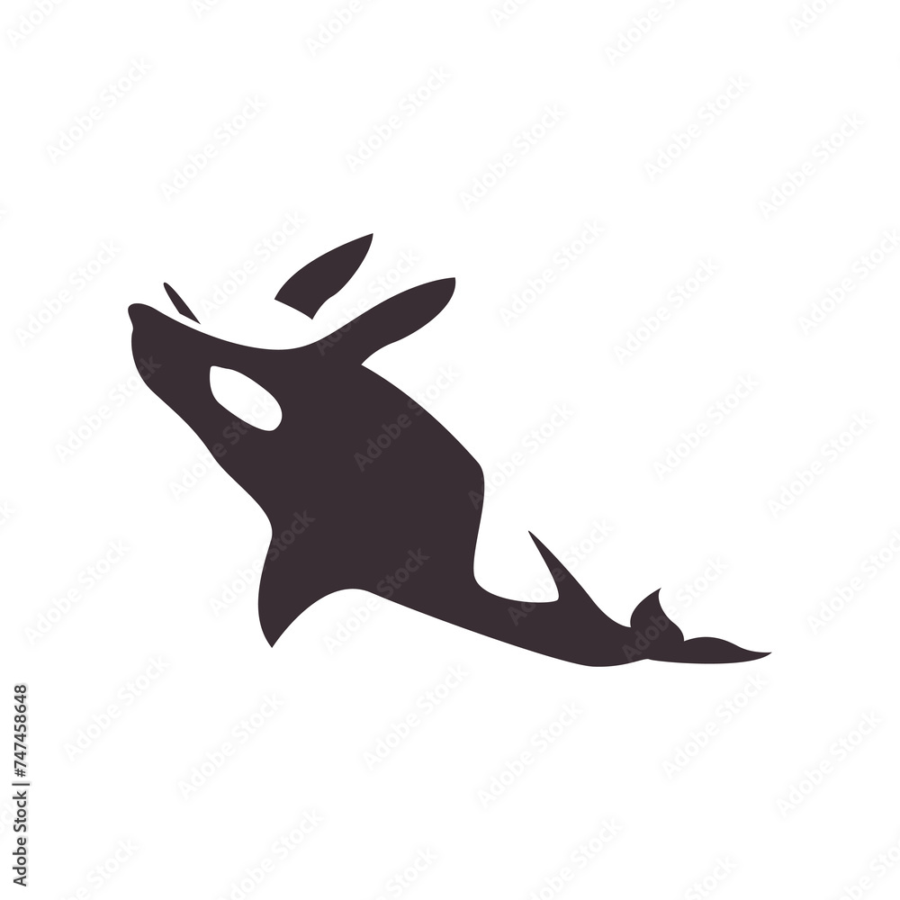 Sticker whale jump icon logo vector