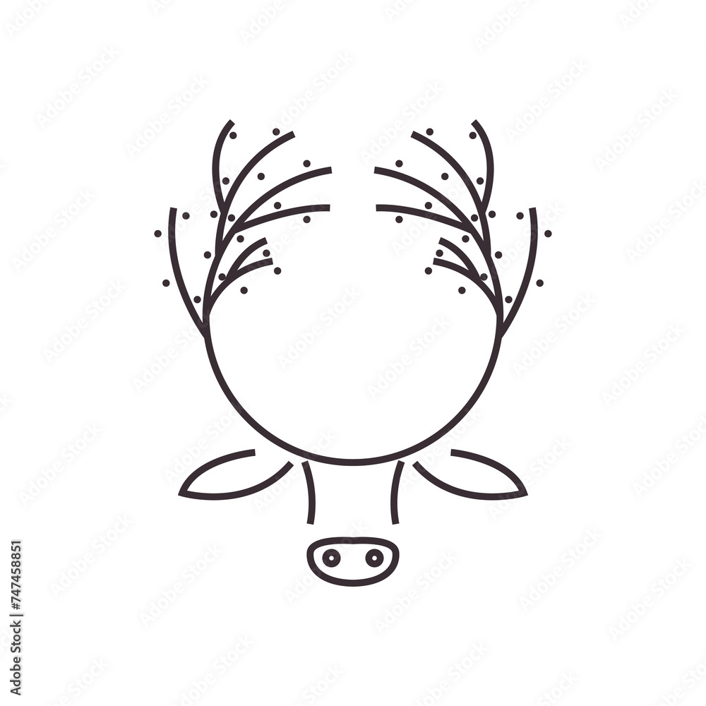 Sticker deer plant icon logo vector