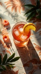 Fototapeta premium Guava Rum Runner drinks on a Table with Beautiful Lighting