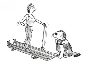 Dog Is Ready to Rescue Indoor Sliding Skiier