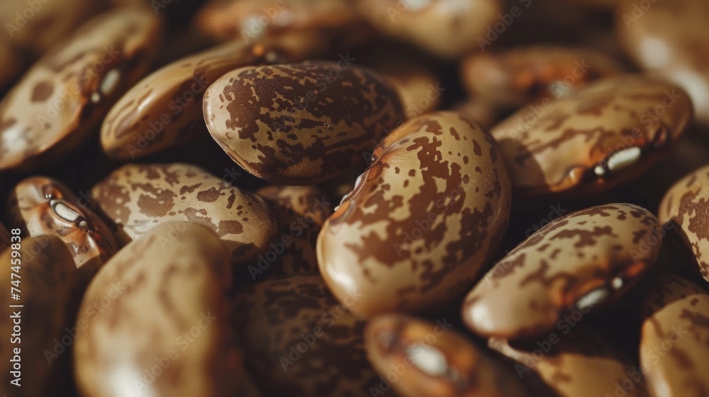 Poster a close-up view of a pile of beans. suitable for food and agriculture concepts
