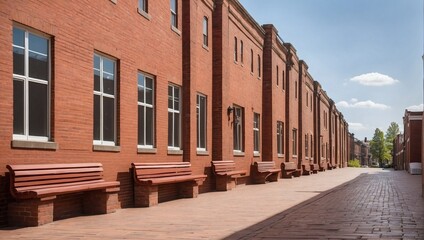 Row of Red Brick Buildings in Urban Setting