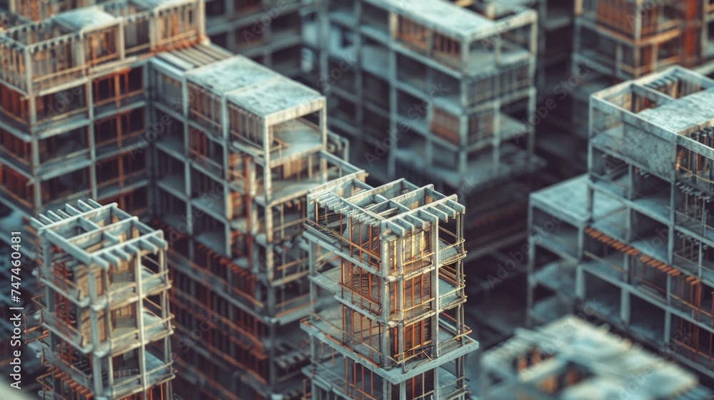 Poster aerial view of a building under construction, suitable for architectural projects
