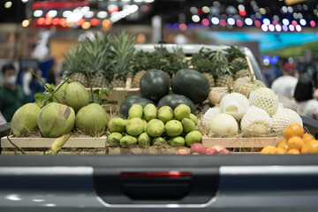 Fresh produce on display at market stall