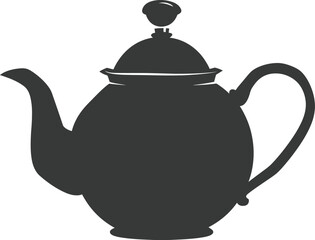 Obraz premium Silhouette teapot black color only full