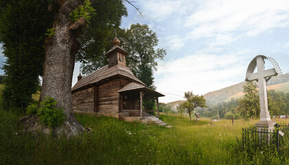 Jalova wooden church in Slovak national park Poloniny