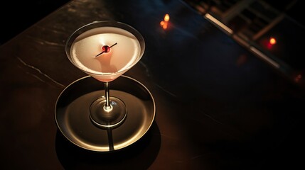 Lychee Sake Martini drinks on a Table with Beautiful Lighting