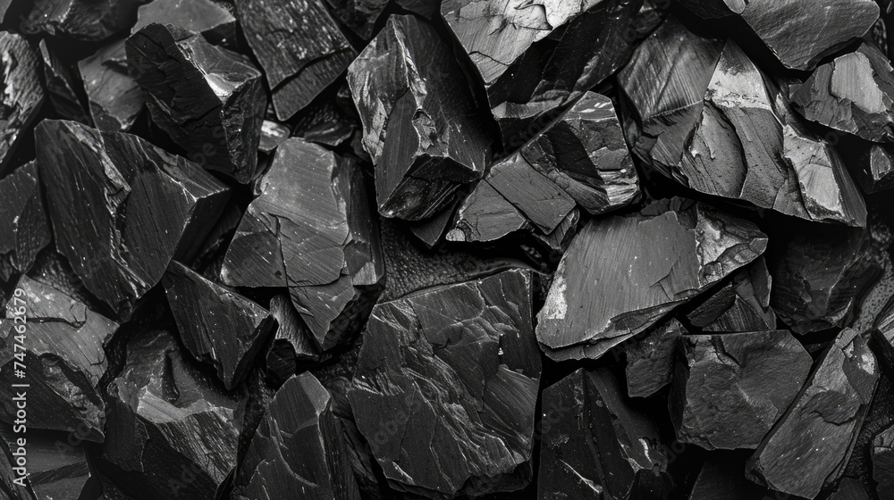 Poster a black and white photo of a pile of rocks. suitable for various design projects
