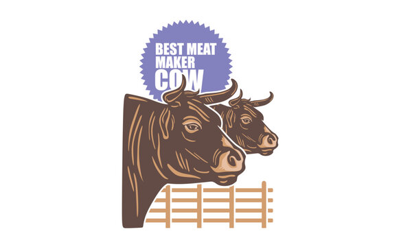BEST BEEF MAKER COW LOGO, silhouette of great cattle head, vector illustrations