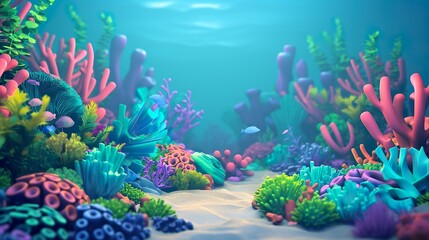 Obraz na płótnie Canvas Marine Coral Reef In A Picture. Illustration On The Theme Of Nature And The Underwater World, Illustrations And Ecology. Generative AI