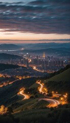 City Night View From Hilltop