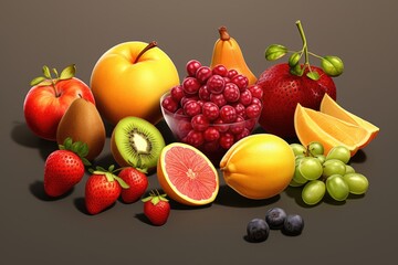 Assorted fruits displayed on a table, ideal for food and nutrition concepts