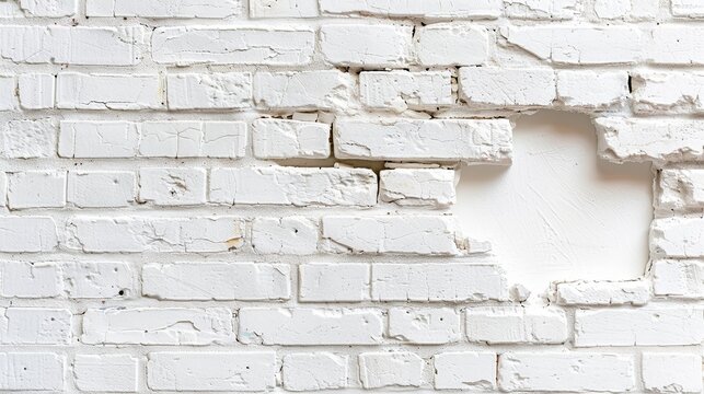 The wall surface is combined brick and cement masonry. The surface is whitewashed in white and has crevice defects. Illustration for cover, interior design, banner, poster, brochure or presentation.