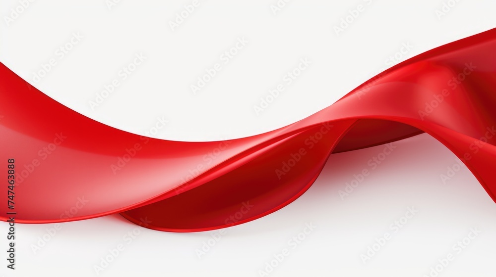 Poster A red curved object on a white surface, suitable for various design projects