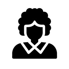 Silhouette icon of a grandmother, a curly-haired woman in a blouse