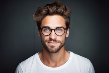 Fototapeta premium A man wearing glasses and a white shirt. Suitable for business and professional concepts